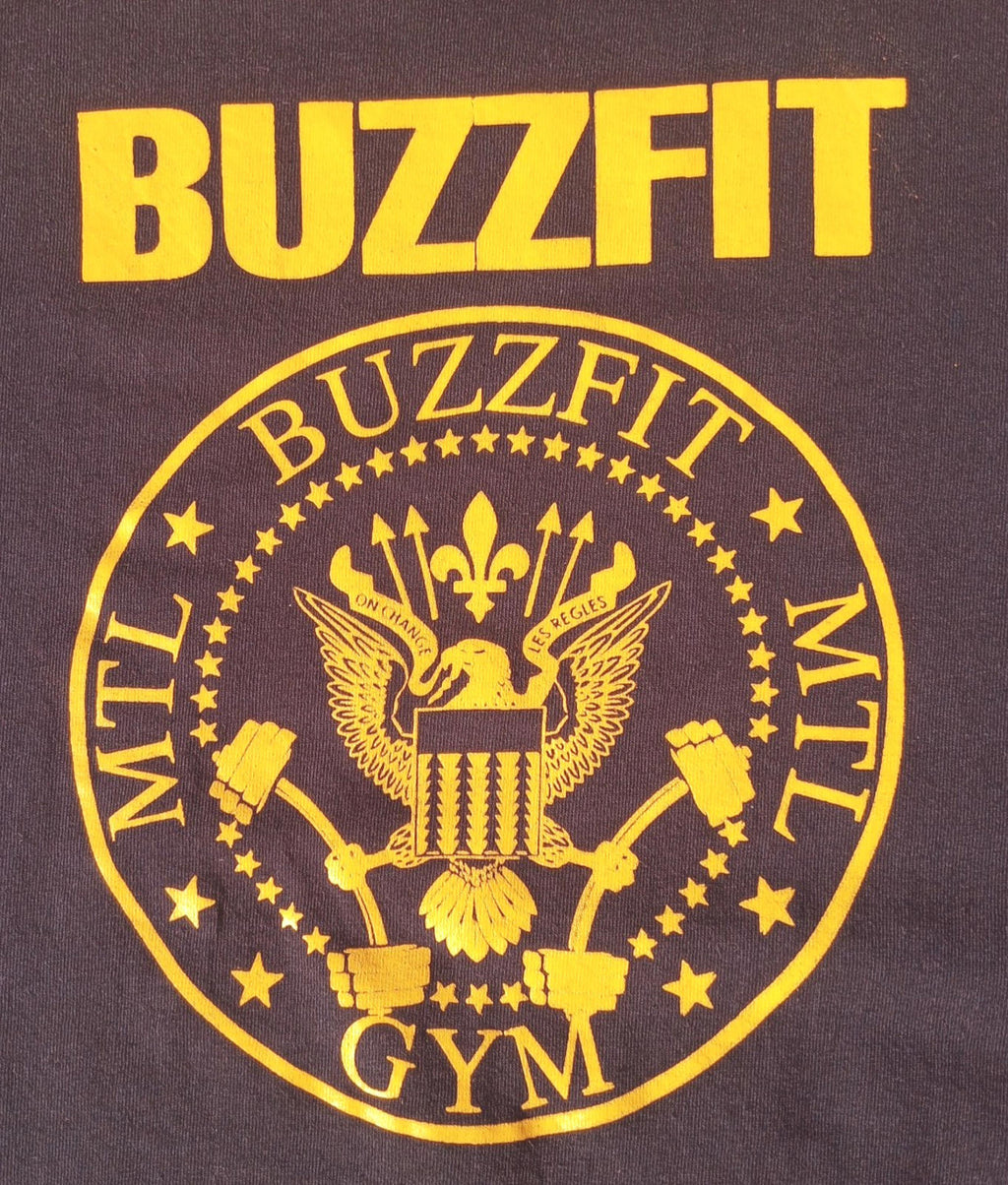 BuzzFit Gym T-Shirt Men's UK Size S Black Crew Neck Print 100% Heavy Cotton