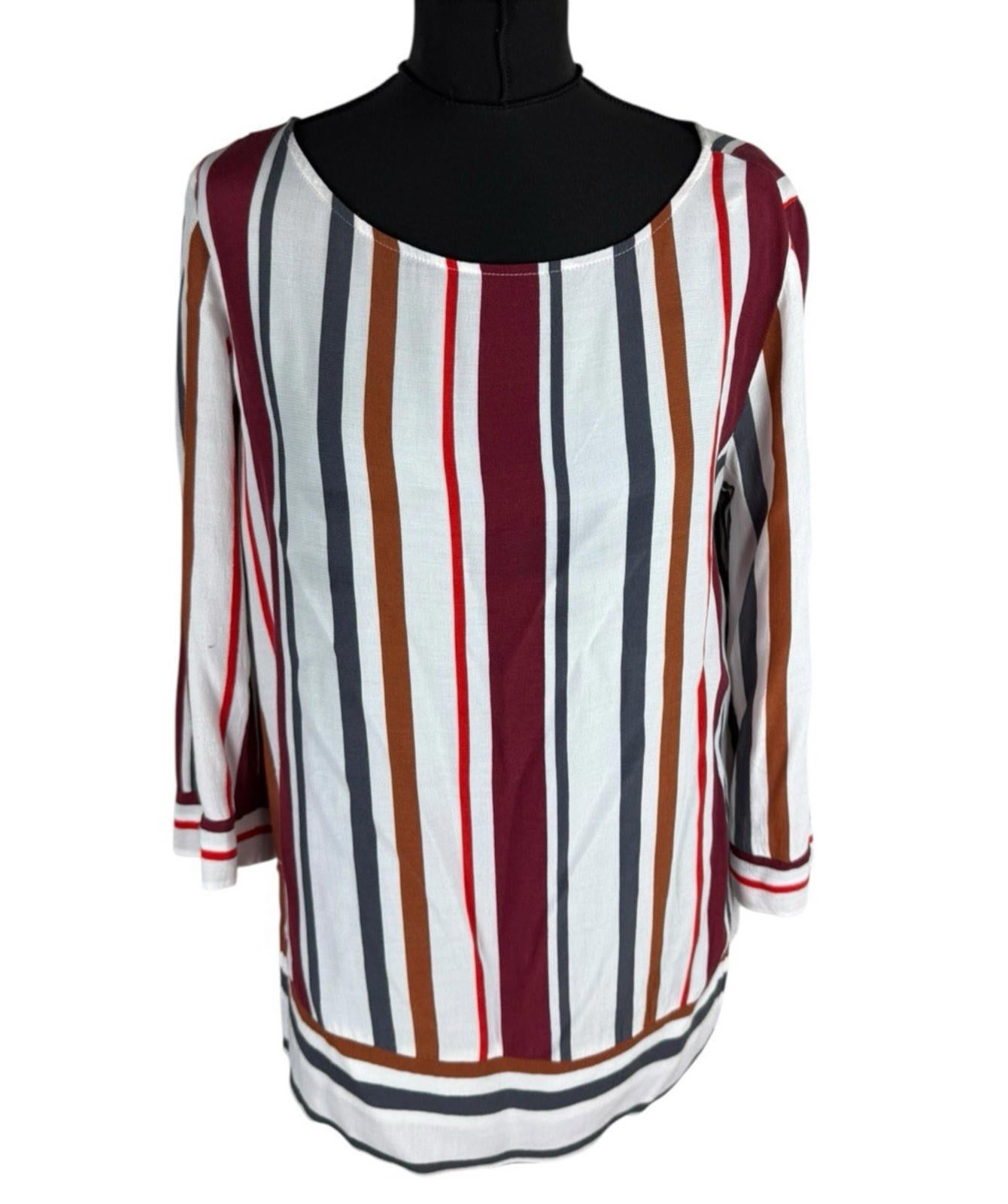 Next Stripe Blouse 3/4 Sleeve Round Neck Women’s UK Size 12