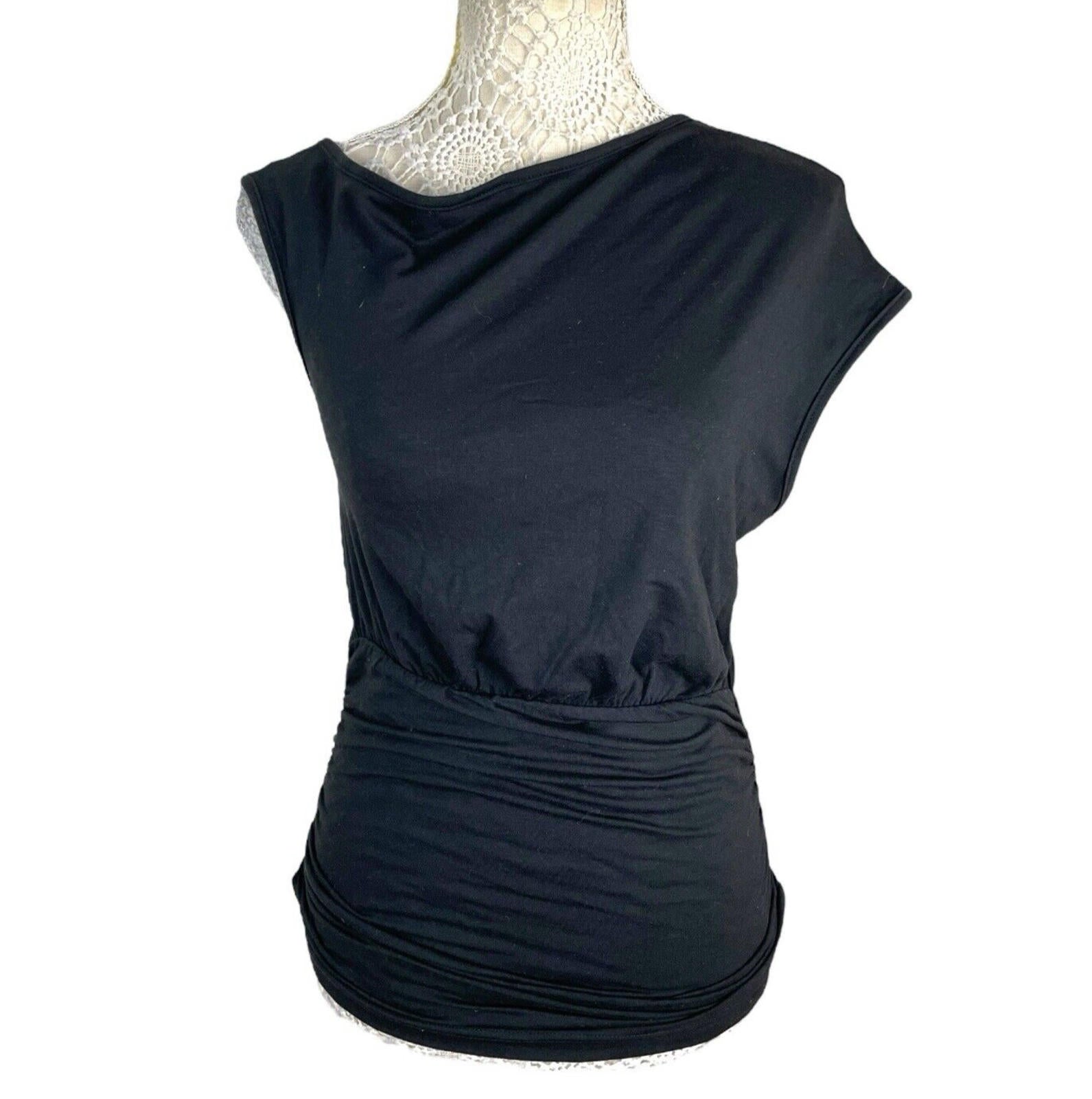 Pretty Little Thing Black Asymmetric Strap T-shirt Top Women’s UK Size 8