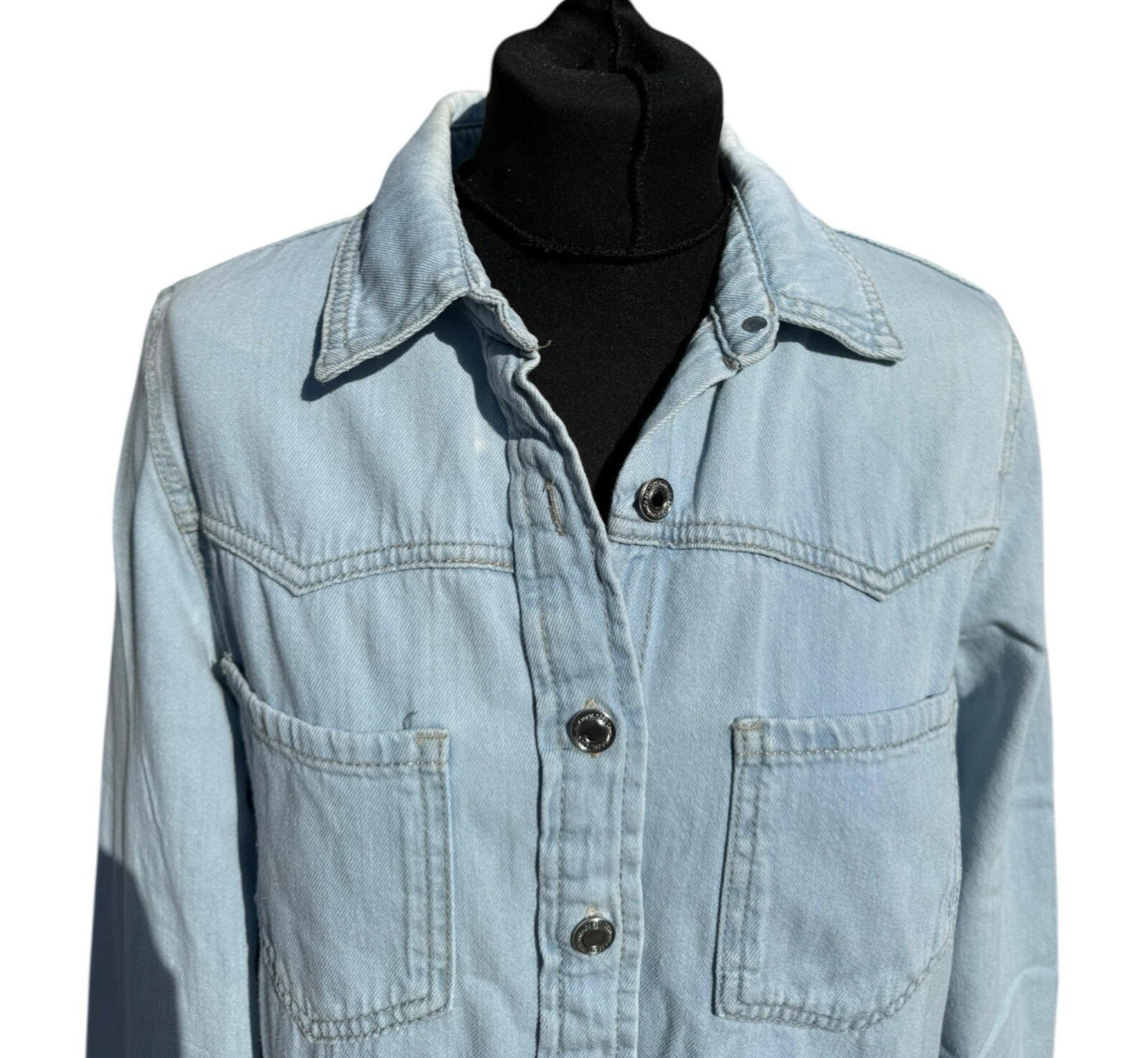 Denim Co Light Denim Shirt Jacket Shacket Collared Long Women’s UK Size 12