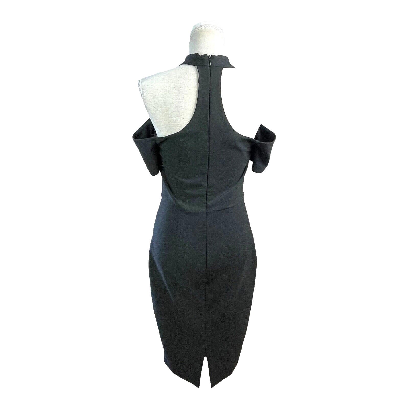 River Island Black Midi Dress Off Shoulder Collared Women’s UK Size 12