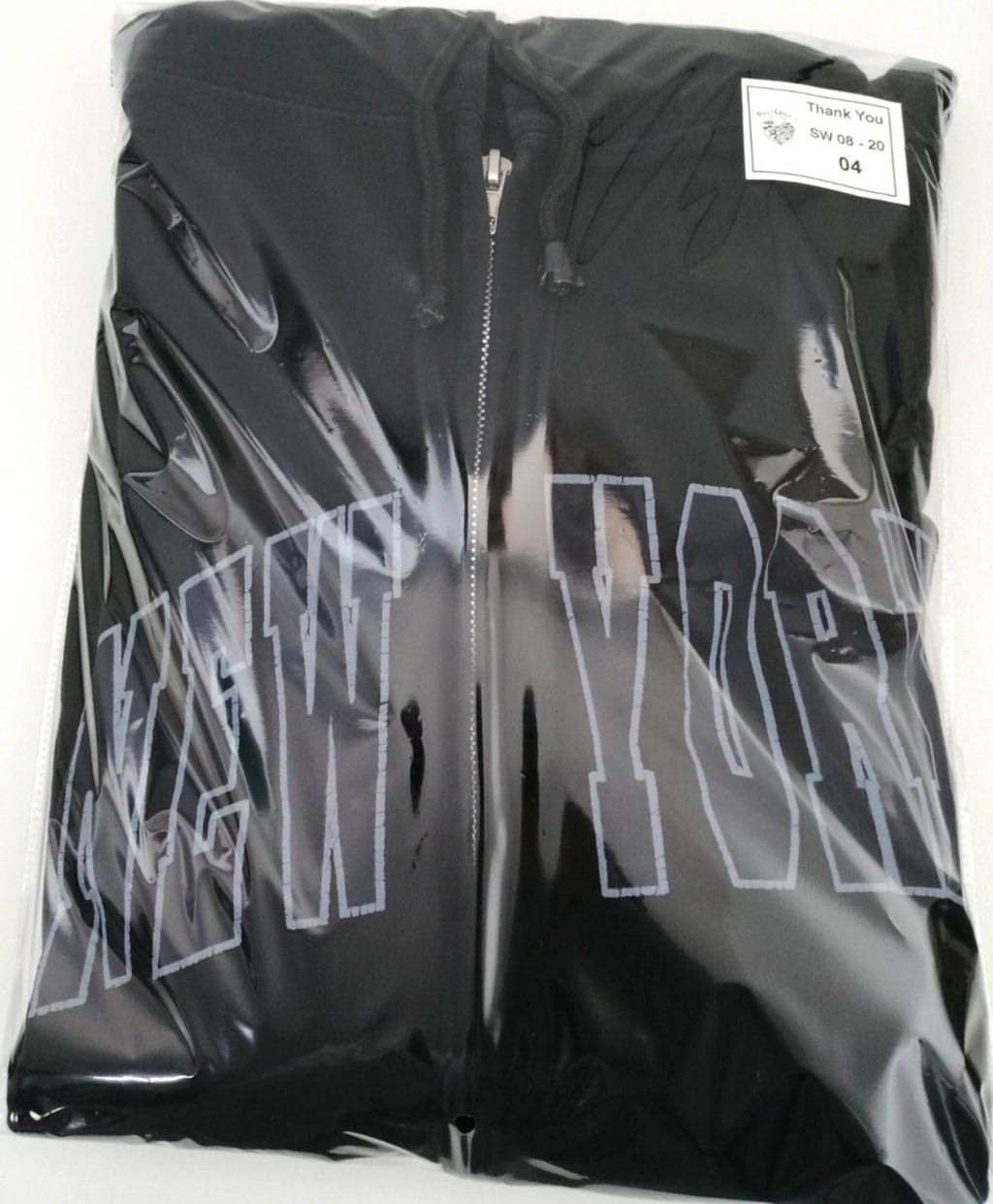 New York Hoodie Men's Size XL Black Jersey Hooded Pockets Zip Front