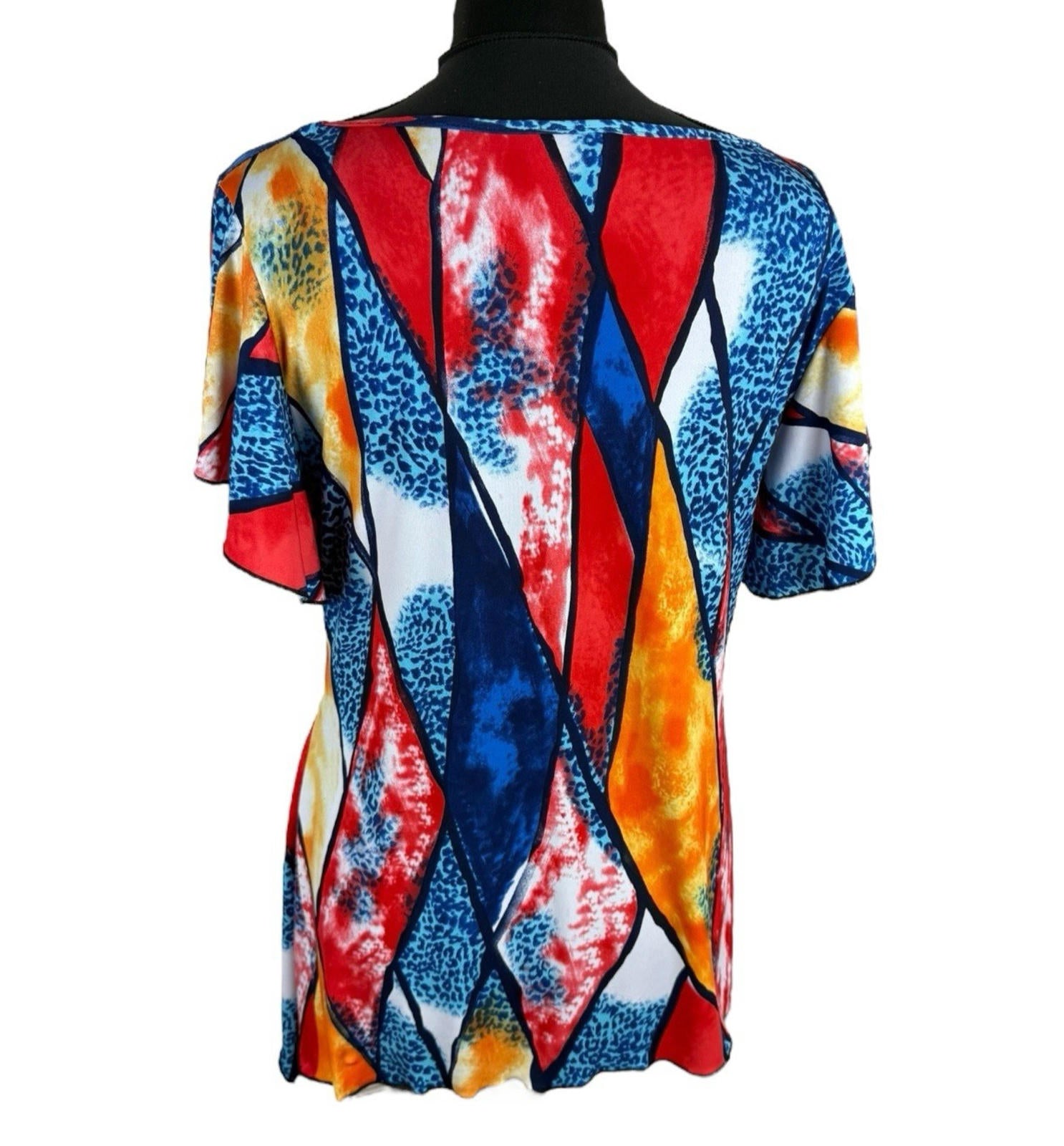 Kate Lilly Multicolour T-shirt Blouse Long Sides Short Sleeve Women’s UK Size 20