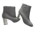 Primark Ankle Boots Women’s UK Size 6 Metallic Block Heel Pointed Zip Fastening