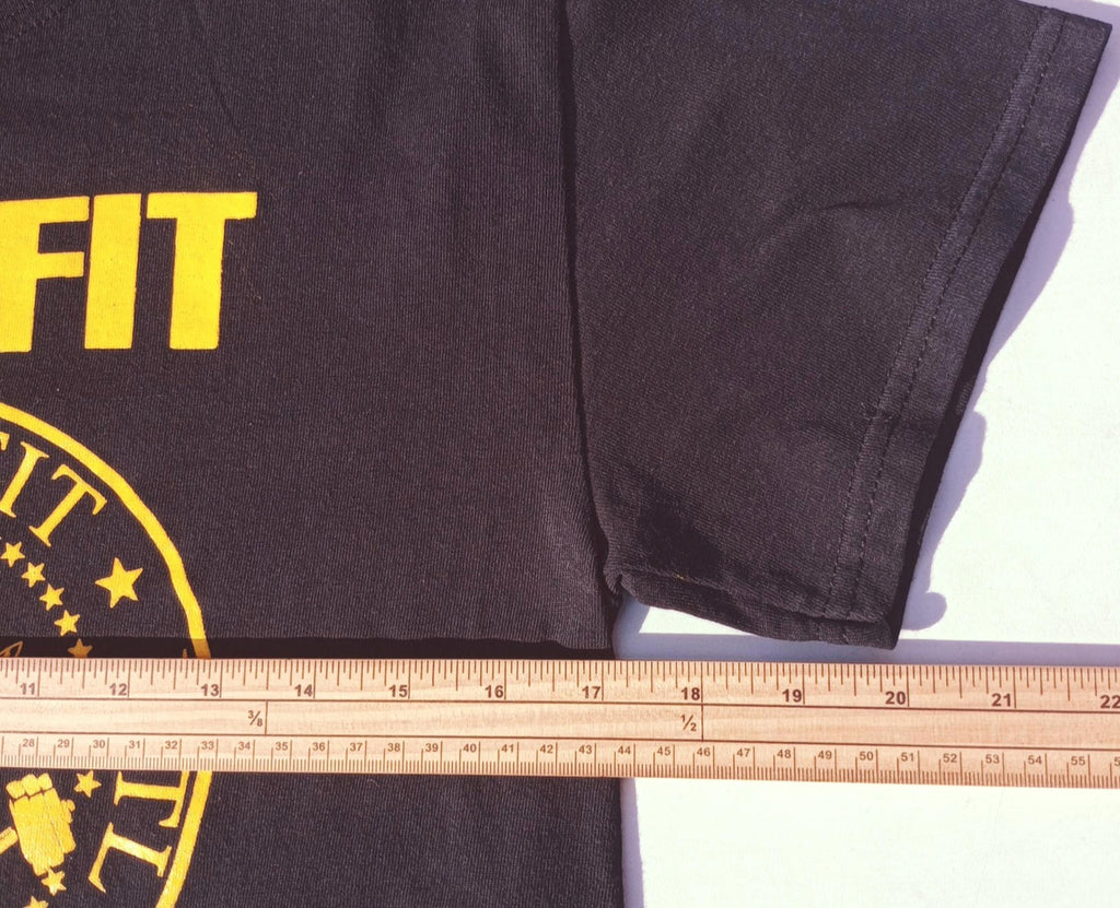 BuzzFit Gym T-Shirt Men's UK Size S Black Crew Neck Print 100% Heavy Cotton