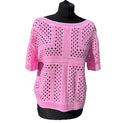 Next Neon Pink Jumper Perforated Hole Design Short Sleeve Women’s UK Size S