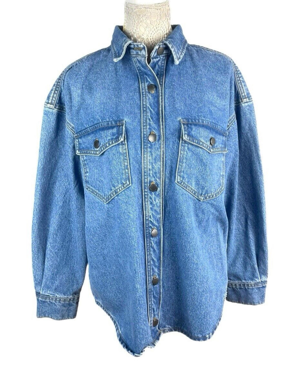 Nasty Gal Blue Denim Shirt Top Button Up Women’s UK Size 10