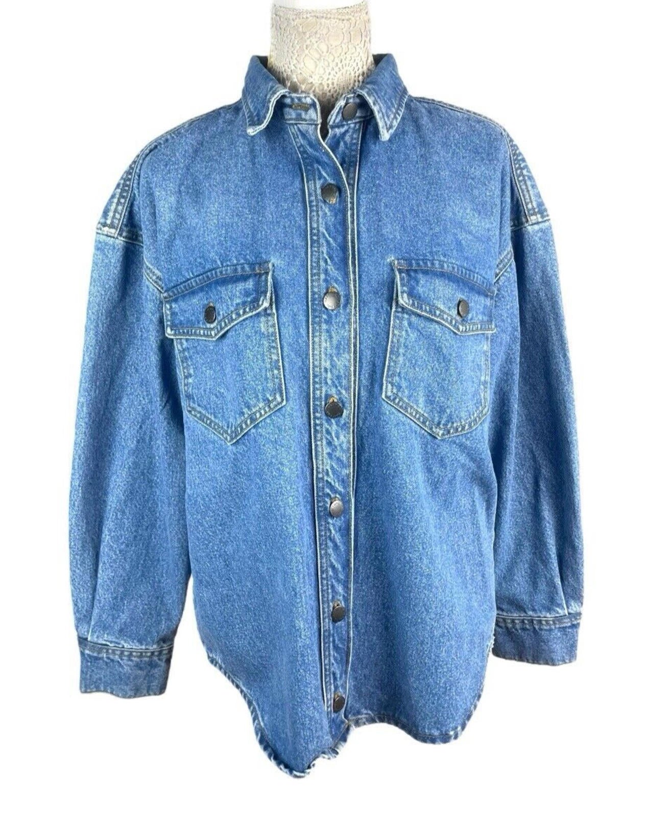 Nasty Gal Blue Denim Shirt Top Button Up Women’s UK Size 10
