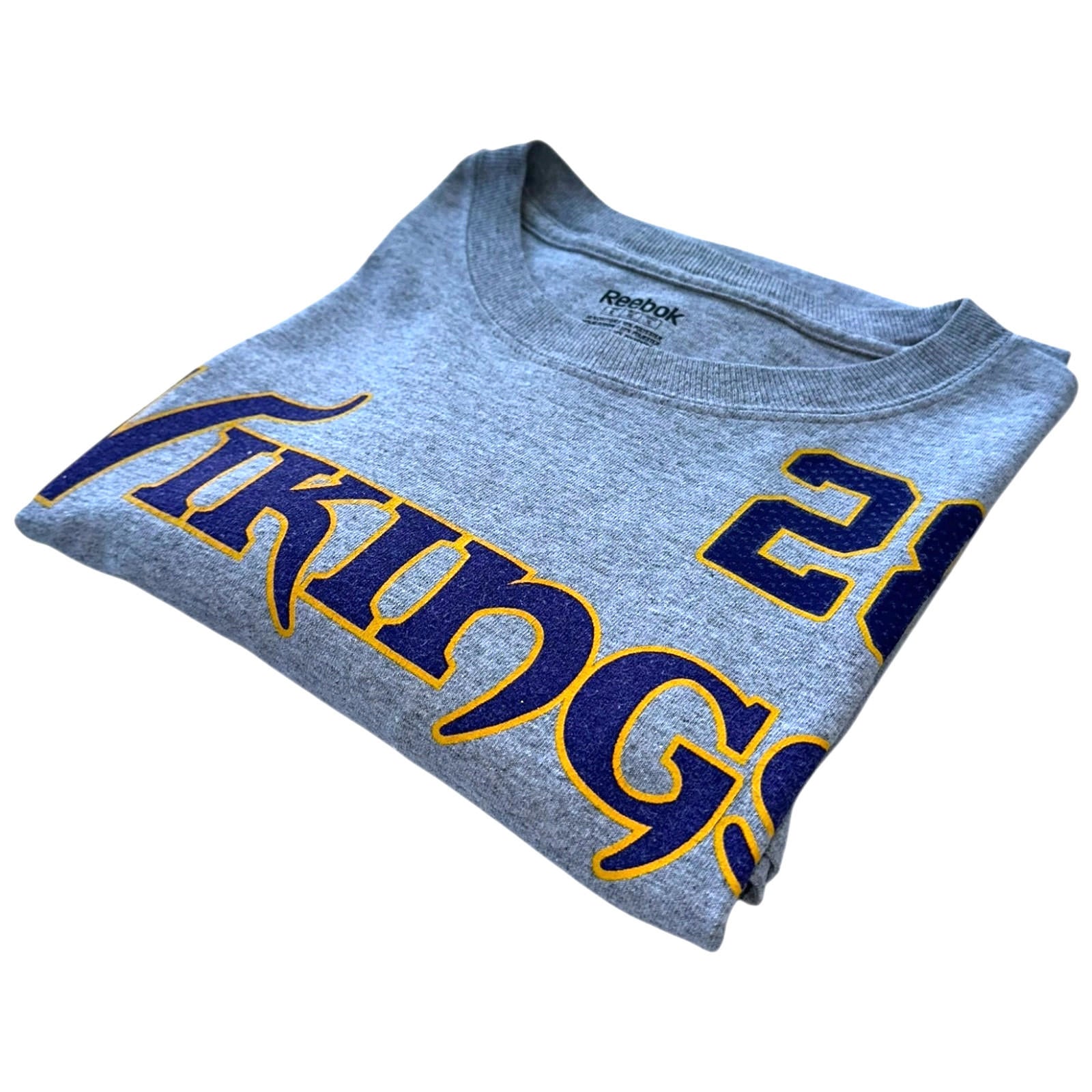 Reebok T-Shirt Men's UK Size XL Grey Vikings Short Sleeve Crew Neck Peterson