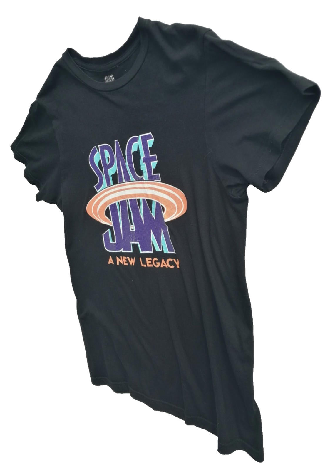Space Jam Graphic Print T-Shirt Men's Size S/P Black 100% Cotton
