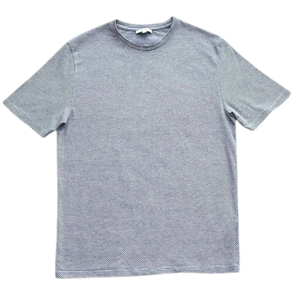 Reiss T-Shirt Men's UK Size M White & Blue Geometric Block Print Crew Neck