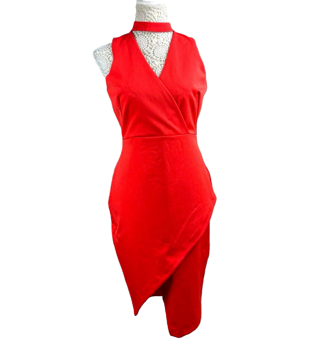 River Island Bright Red Midi Dress Collared Women’s UK Size 12