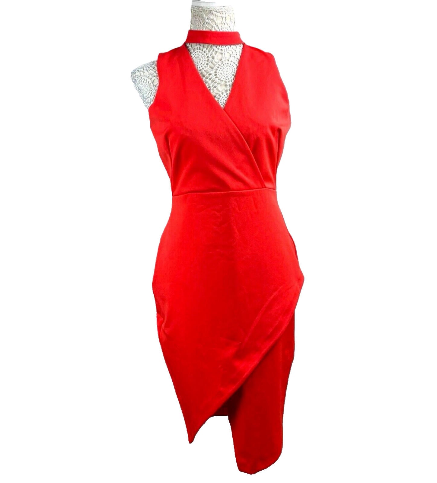 River Island Bright Red Midi Dress Collared Women’s UK Size 12
