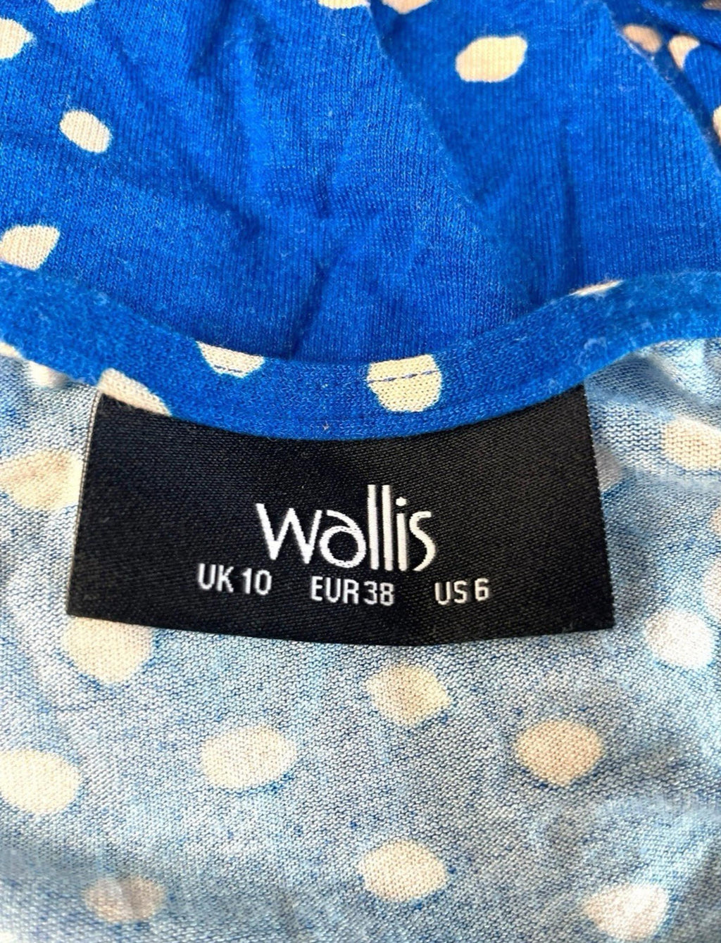 Wallis Blue Polka Dot Blouse Short Sleeve Top Women’s UK Size 10