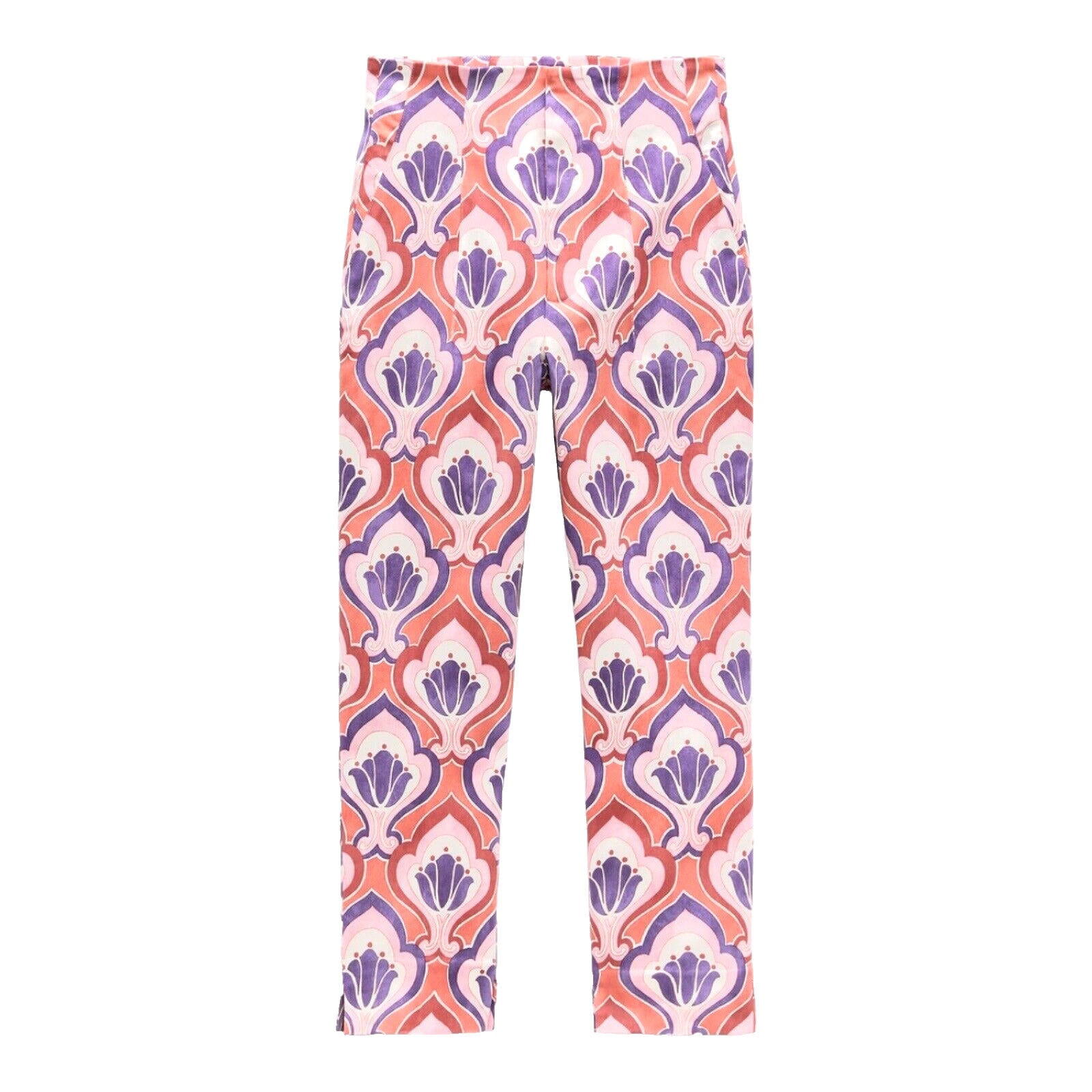 Zara Trousers Slim Fit High Waist Ankle Chino Printed Women's UK Size 6
