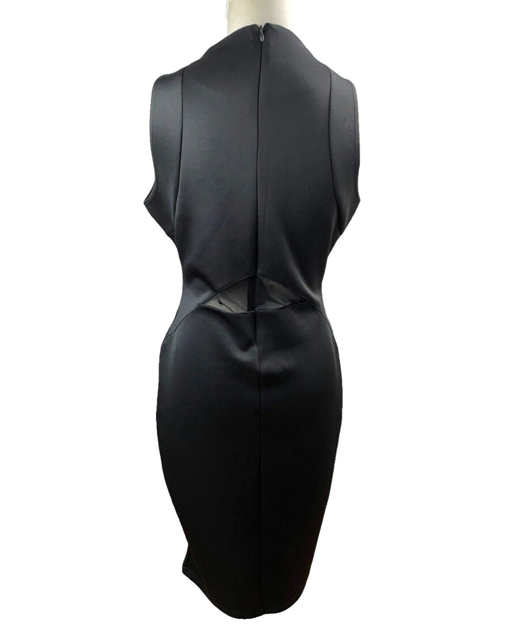 River Island Black Midi Dress Mesh Panel Detail High Neck Women’s UK Size 12