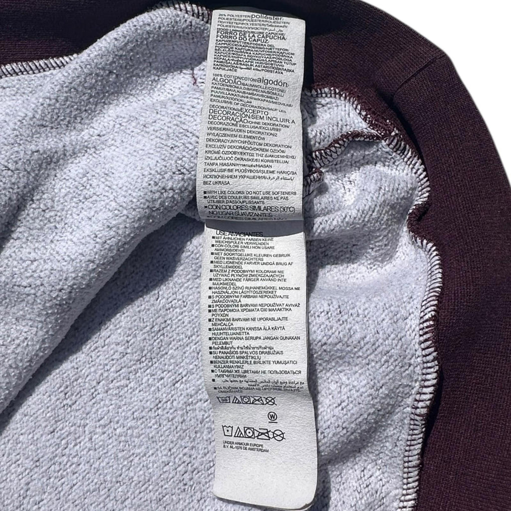 Under Armour Hoodie Men's UK Size S Bugundy Red Long Sleeve Pocket 100% Cotton
