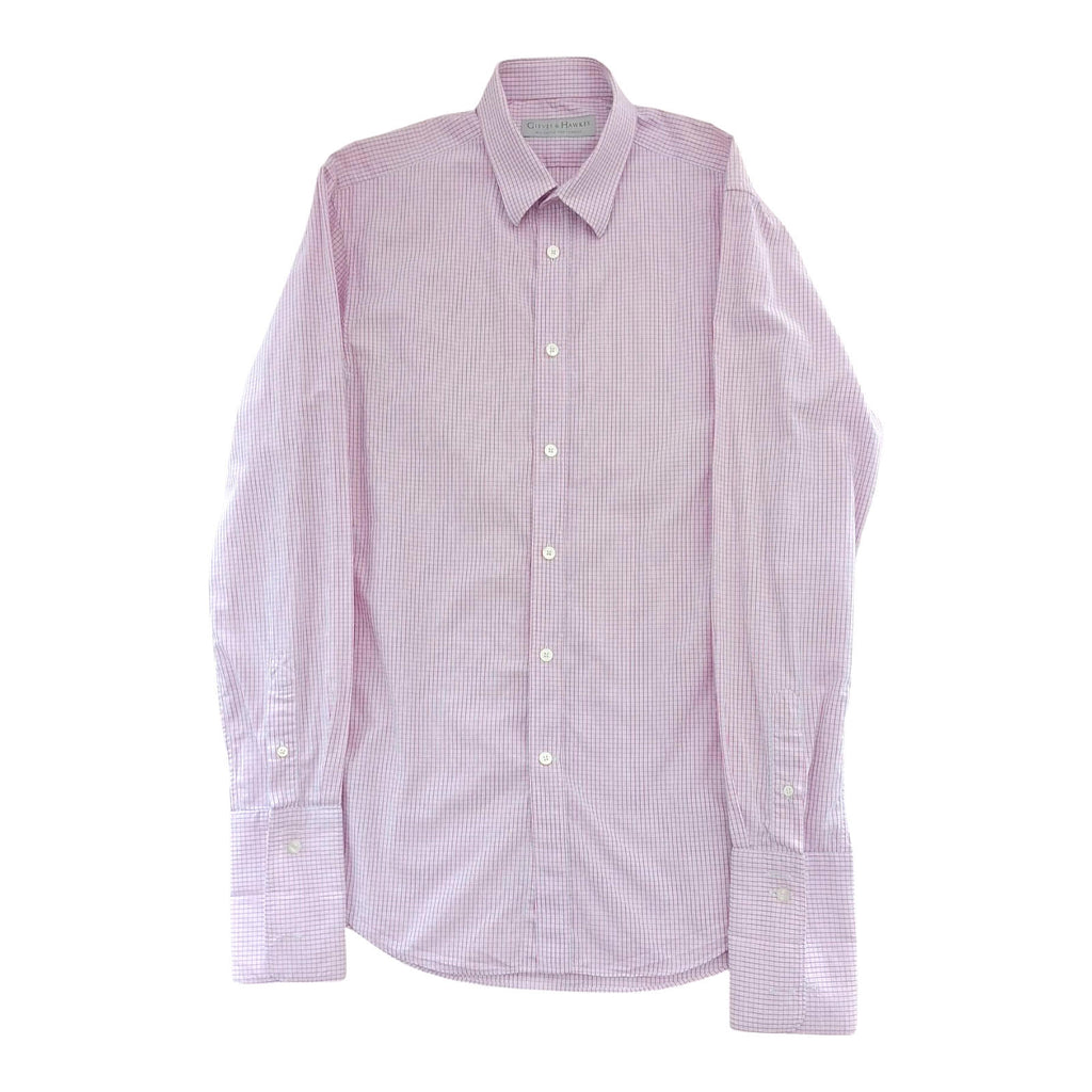 Gieves & Hawkes Pink Check Long Sleeve Shirt Men's UK Size M 37" Chest