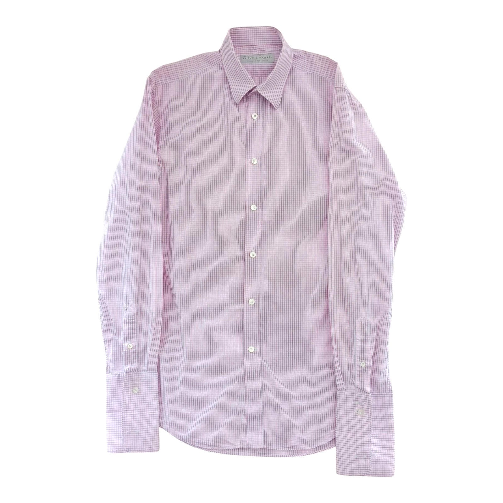 Gieves & Hawkes Pink Check Long Sleeve Shirt Men's UK Size M 37" Chest