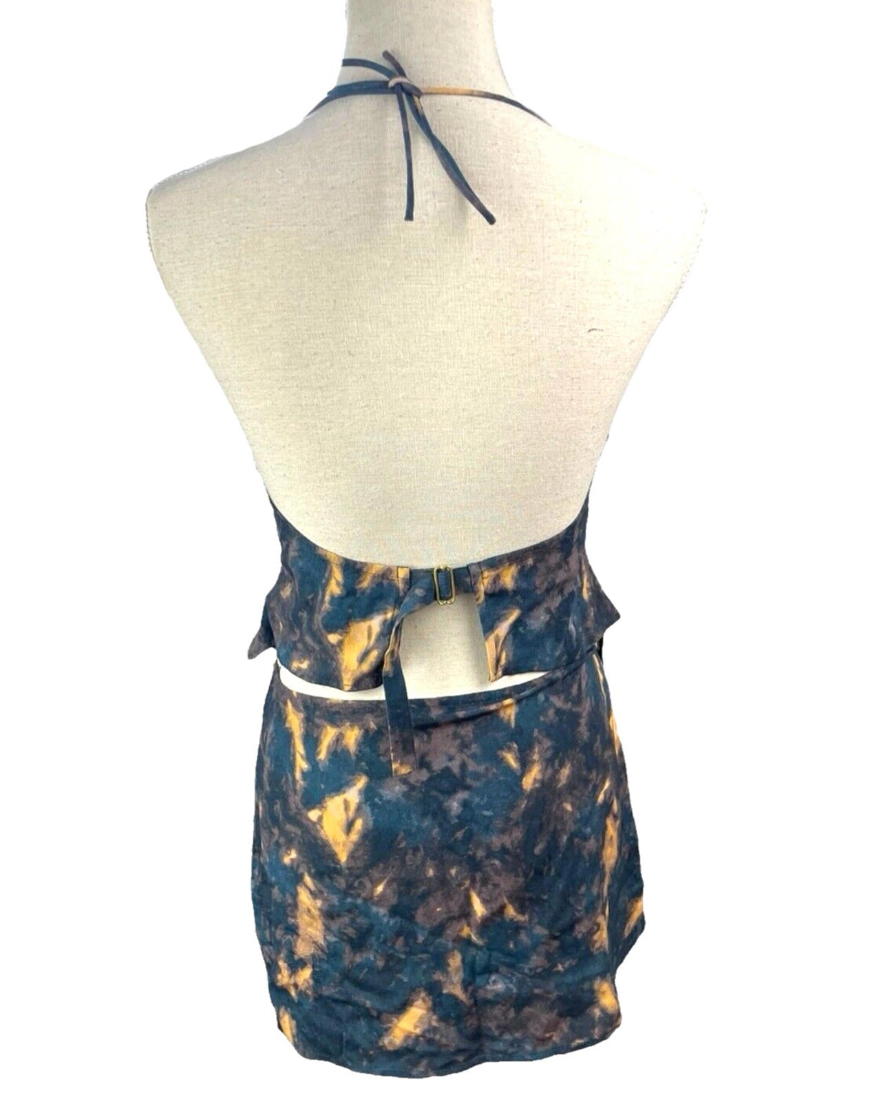 Tie-Dye Mini Skirt & Top Co Ord Set Women's UK Size 8 Rustic Halterneck Blue