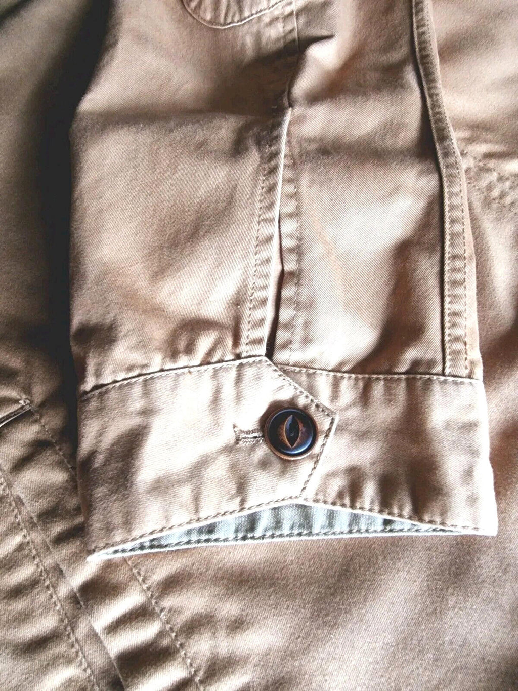 River Island Hooded Jacket Beige Blue 100% Cotton Men's UK Size XL
