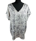 Avon Satin Blouse Top Women’s UK Size 18/20 Vneck Animal Print Silver