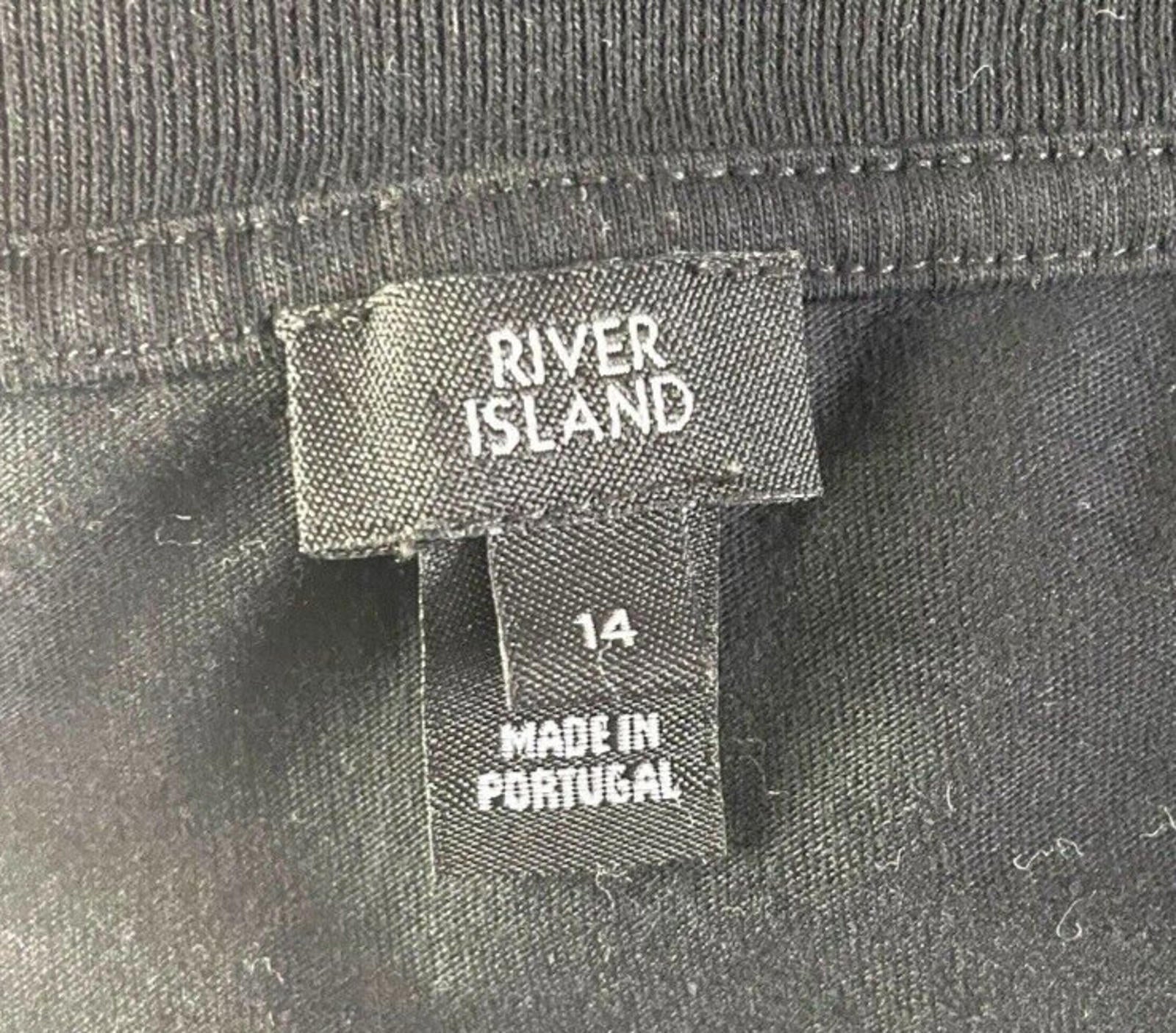 River Island T-shirt Top Dimante Sleeve Detail Women’s UK Size 14
