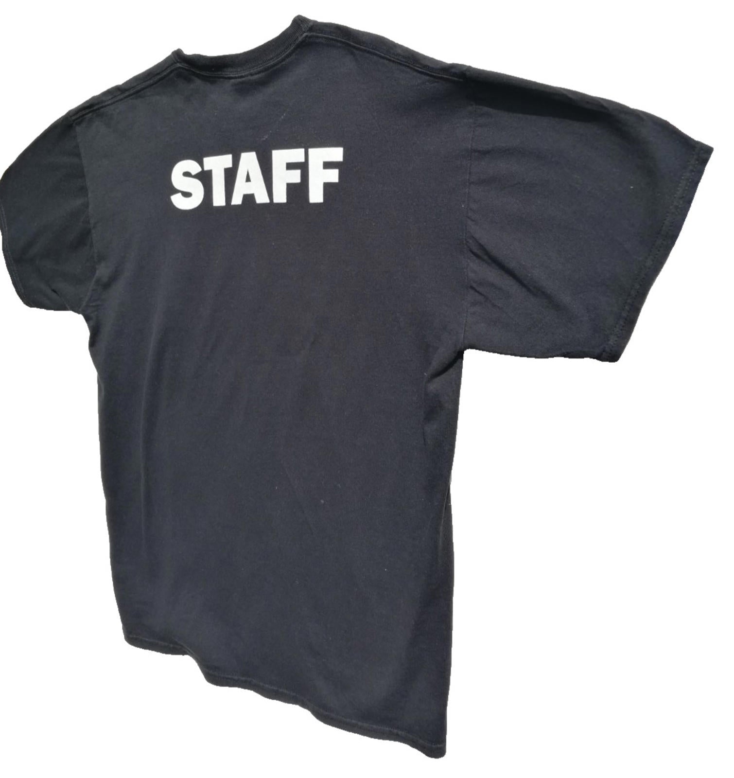Staff Venue Graphic Print T-Shirt Men's Size XL Black Crew Neck 100% Cotton