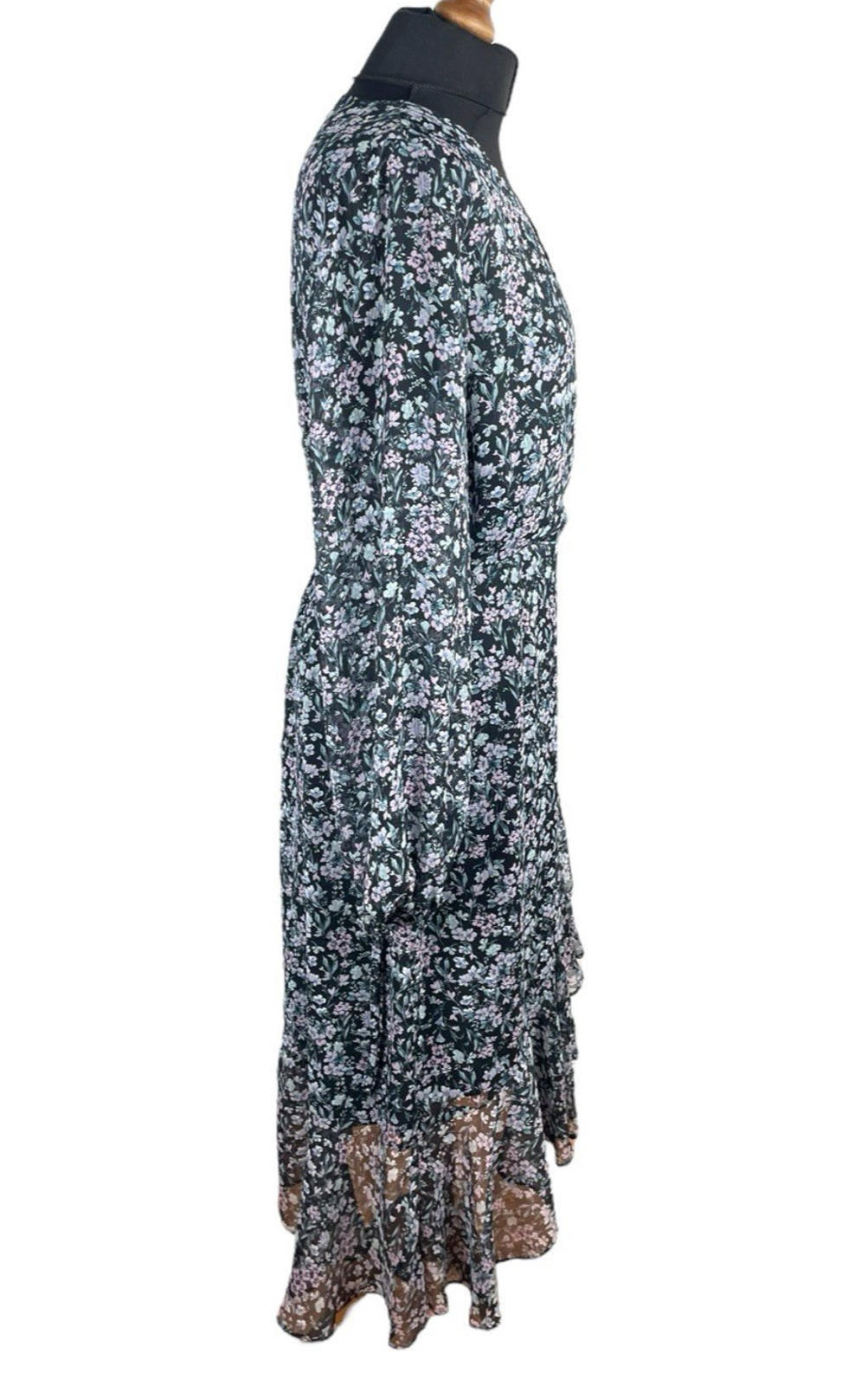 Very Black Purple Floral Midi Dress Lined Women’s UK Size 14