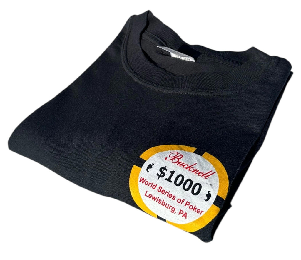 Bucknell Poker T-Shirt Men's UK Size L Black Graphic Print 2005 Short Sleeve