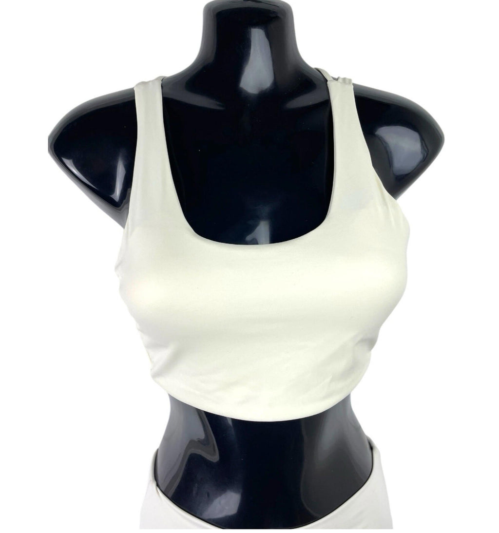 Stradivarius Co Ord Set Women’s UK Size XS Shorts & Crop Top Padded Ivory Lycra