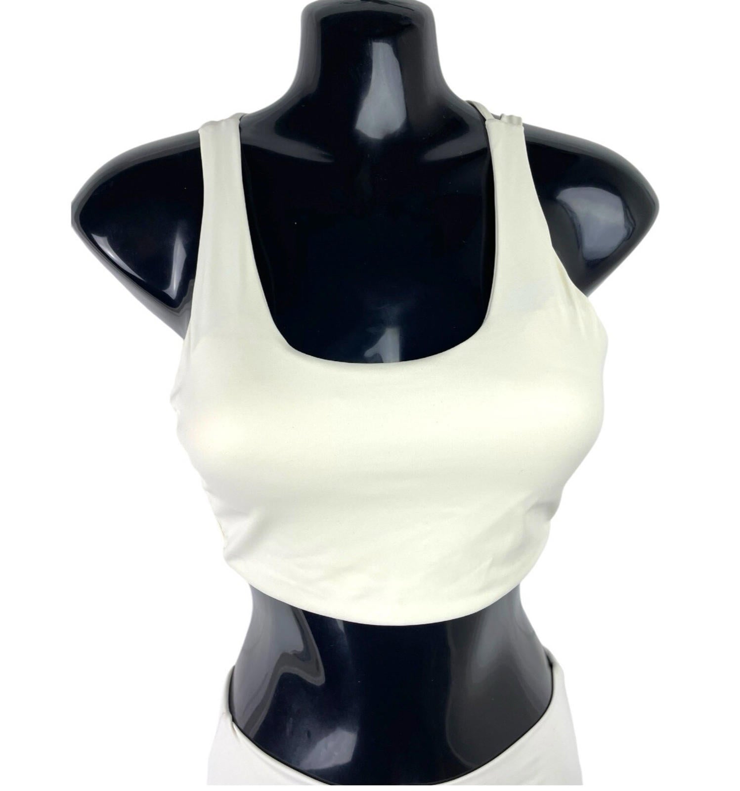 Stradivarius Co Ord Set Women’s UK Size XS Shorts & Crop Top Padded Ivory Lycra