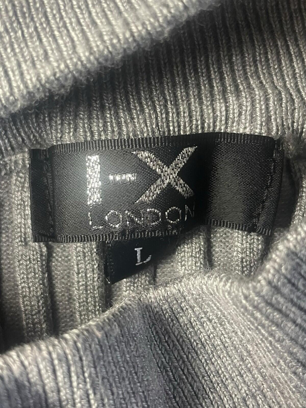 IX London Ribbed Bodycon Dress Women’s UK Size L Stretch Cut Out Side Mini Grey