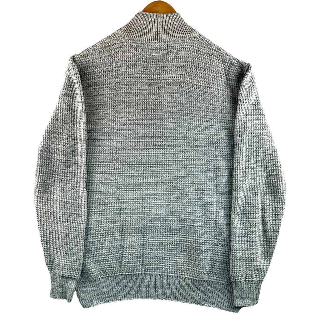 Next Knit Jumper Men's UK Size XL Grey 1/4 Zip Embroidered Logo Long Sleeve