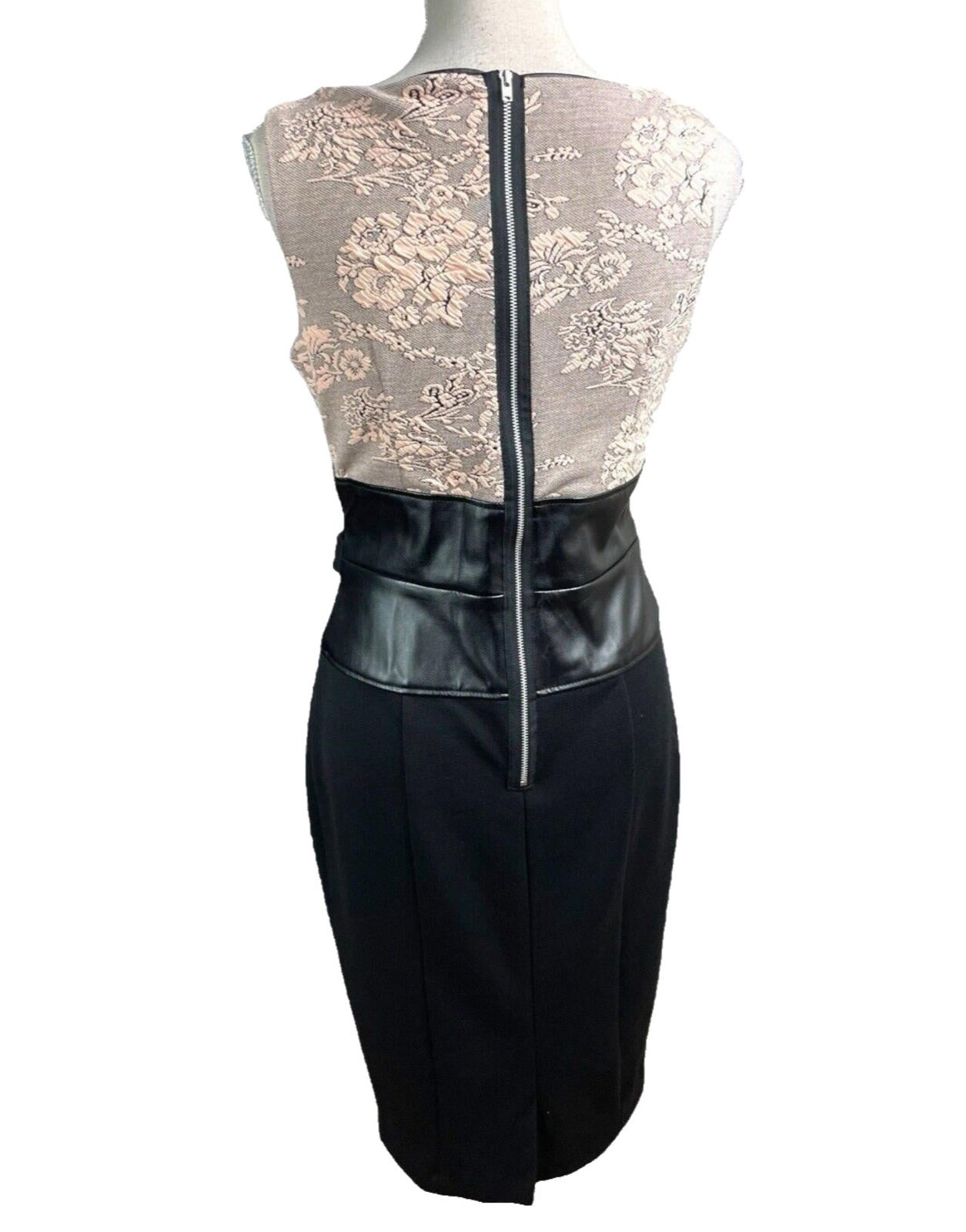 Amy Childs Midi Dress Women's UK Size 12 Rose Lace Detail Formal Sleeveless Zip