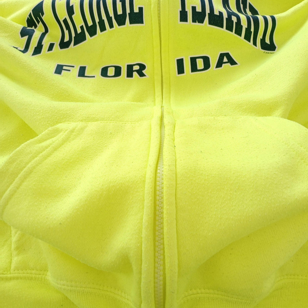 St George Island Hoodie Men's UK Size S Yellow Jersey Hooded Pockets Zip Front