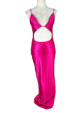 Pretty Little Thing Satin Maxi Slip Dress Women’s UK Size 10 Pink Cut-Out Waist