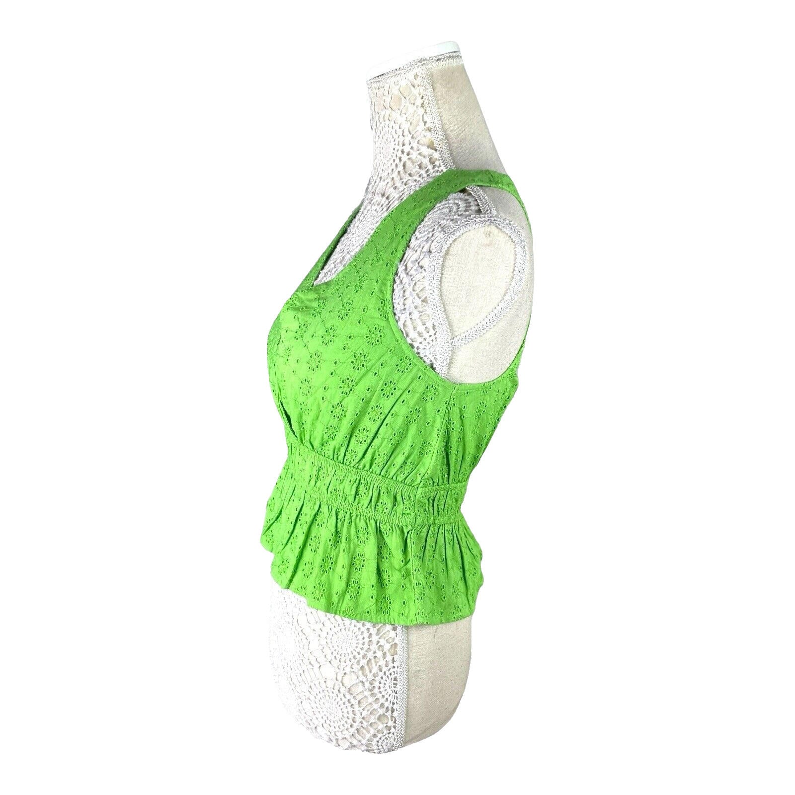 Tank Top Embroidered Cropped Green Blouse Women’s UK Size 8