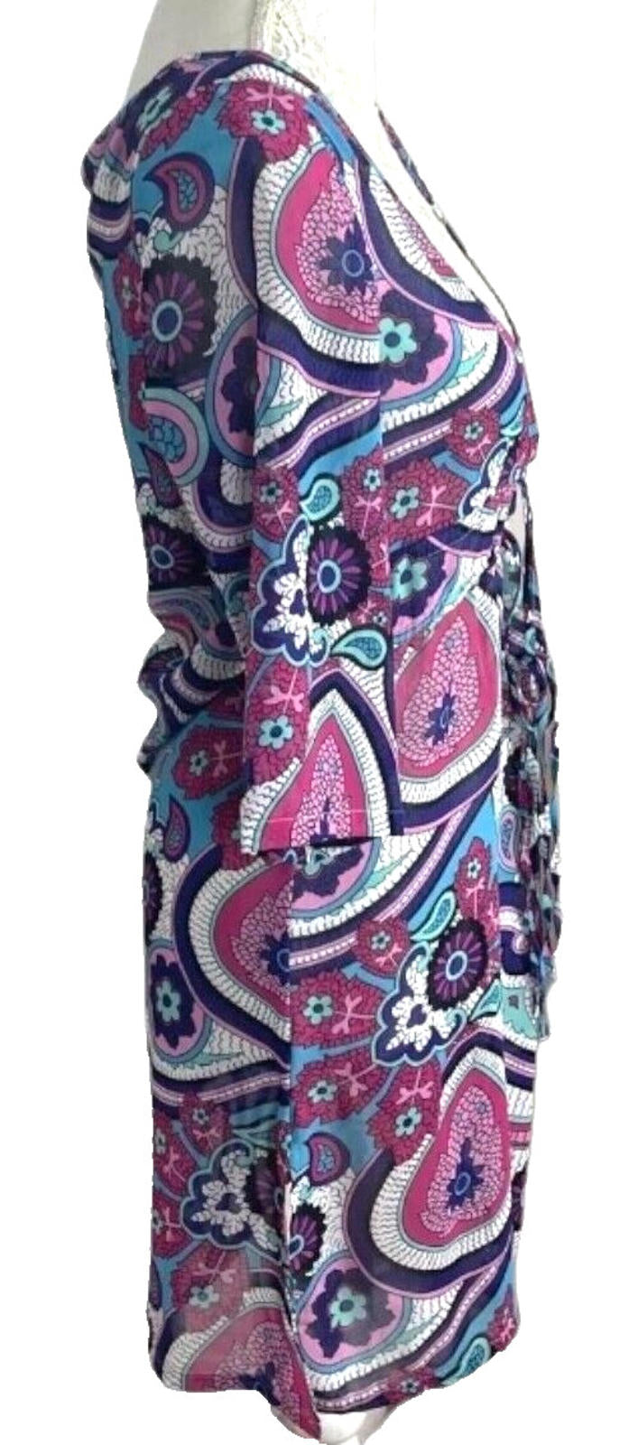 Next Paisley Print Cover Up Mini Dress Women's UK Size 8 V-Neckline Tie Detail