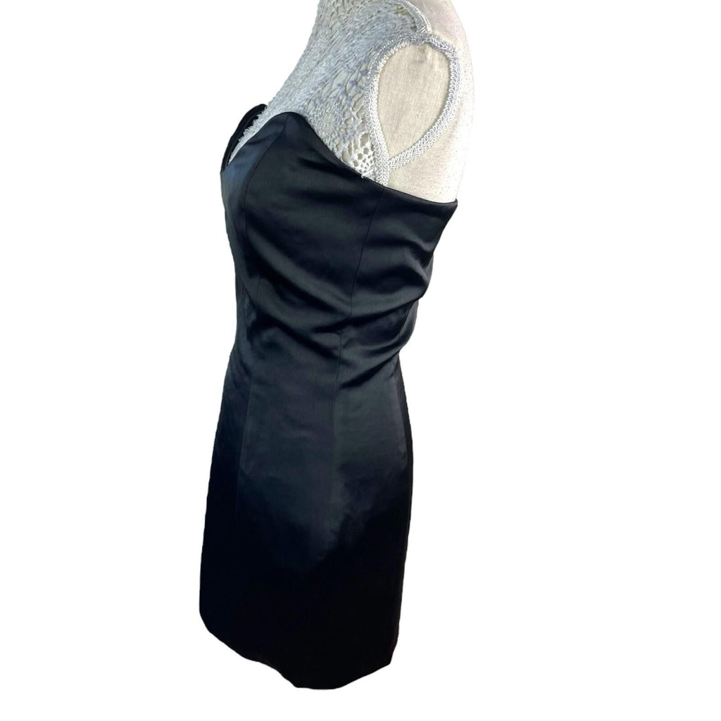 Pretty Little Thing Mini Dress Little Black Satin Strapless Women’s UK Size 8