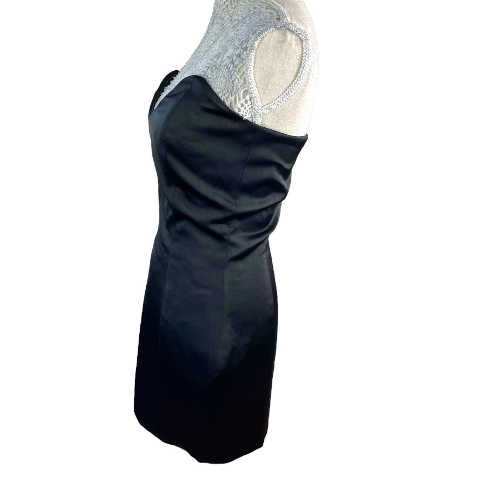 Pretty Little Thing Mini Dress Little Black Satin Strapless Women’s UK Size 8