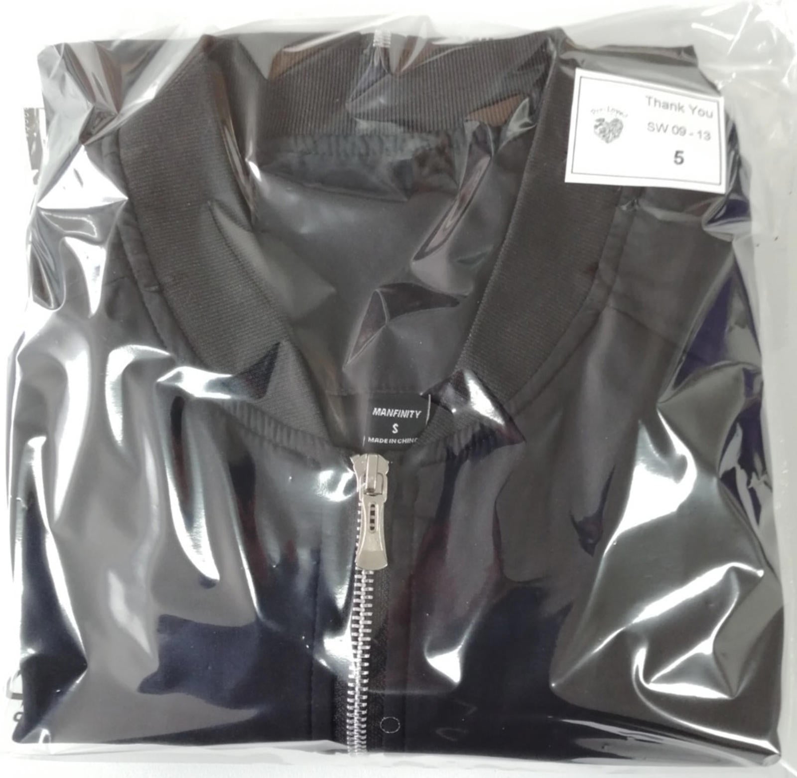 Manfinity Bomber Jacket Men's UK Size S Black Coat Zip Pockets