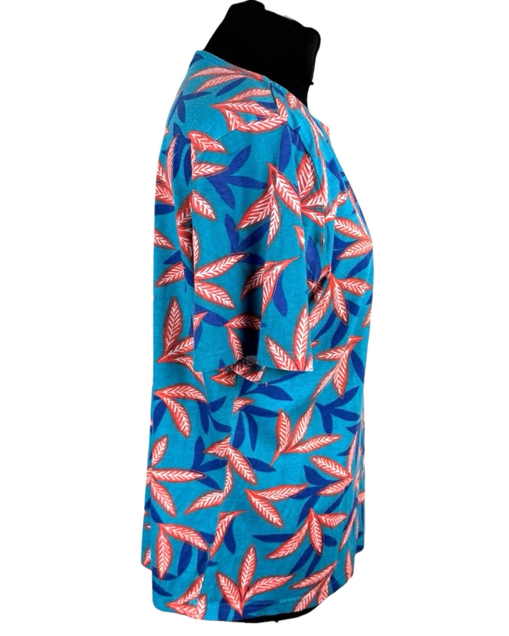 Damart Cotton T-Shirt Blouse Top Women’s UK Size 18-20 Leaf Print Multicolour