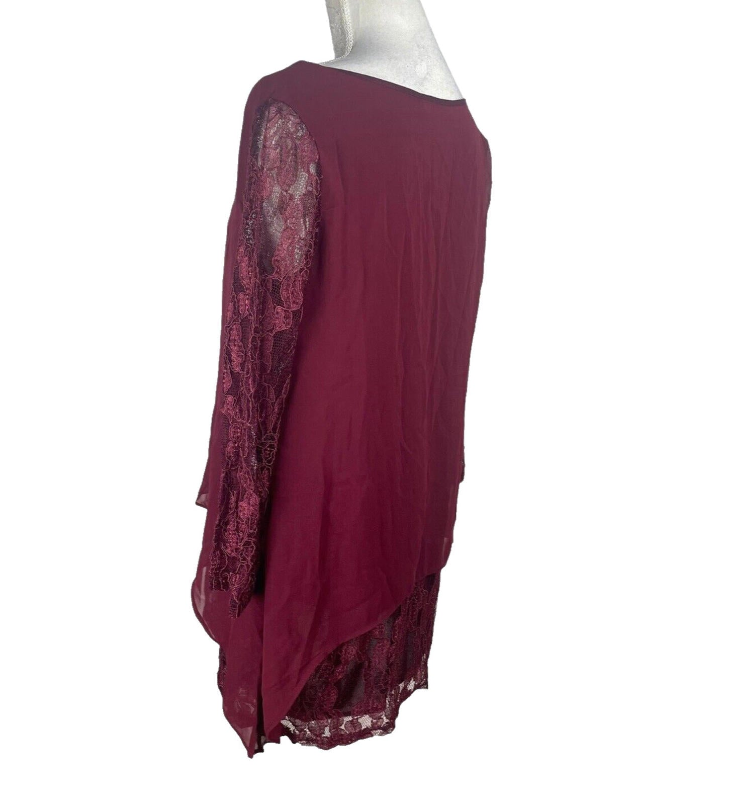 Floryday Burgandy Lace Tiered Top Women's UK Size M (8-10)