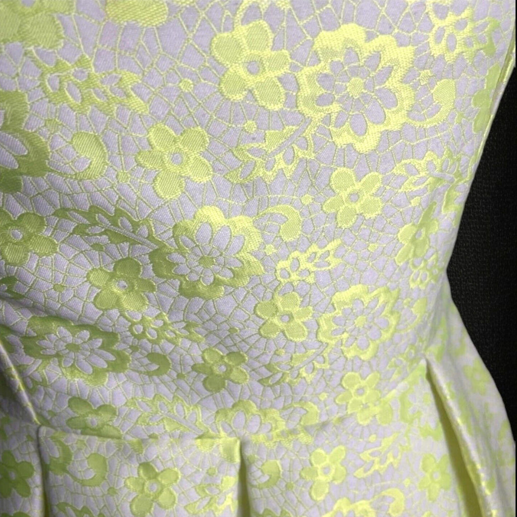 Glamorous Jacquard Skater Dress Women's UK Size XS Yellow Floral Cut-Out Back
