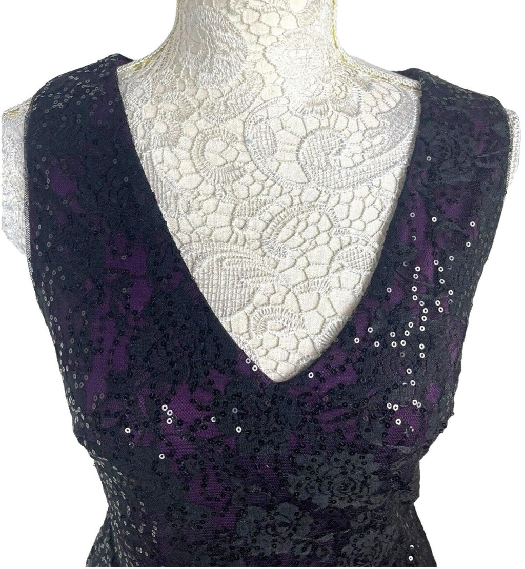Oasis Sequin Dress Black & Purple Women’s UK Size S (8-10)