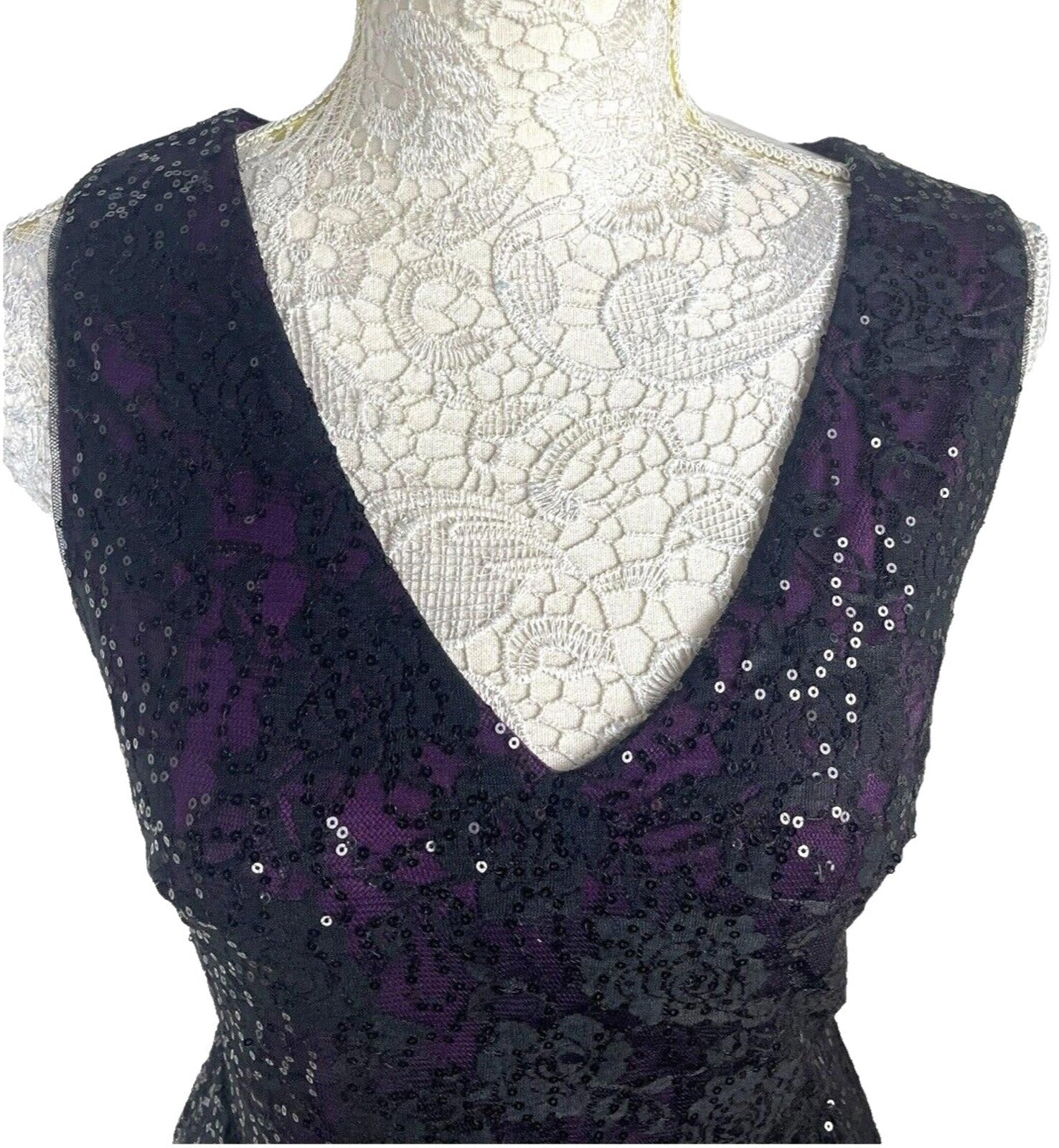 Oasis Sequin Dress Black & Purple Women’s UK Size S (8-10)