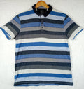 George Polo Shirt Men's UK Size M Blue Stripe Short Sleeve 100% Cotton Easy Care