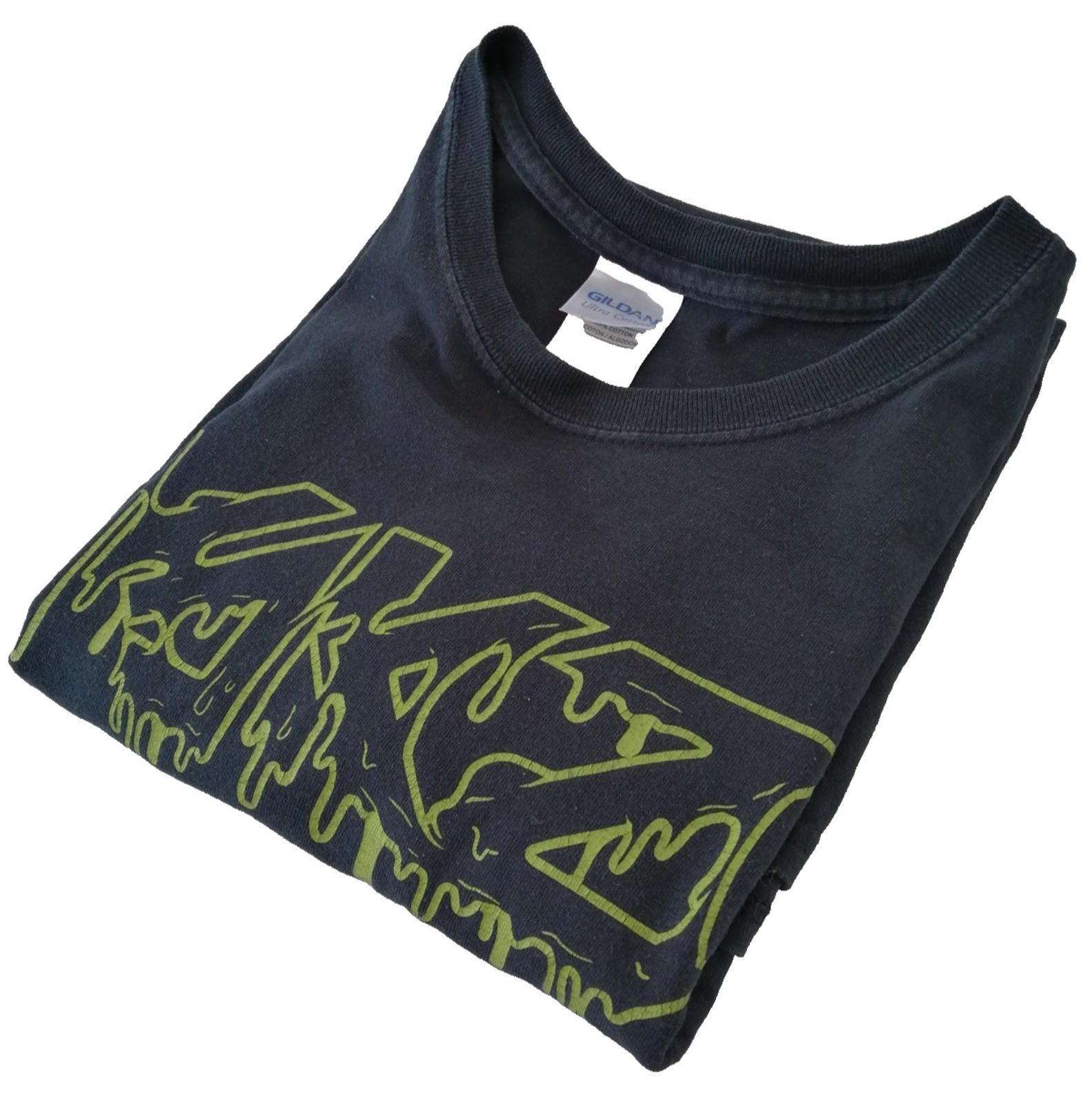 Graffiti Font Graphic Print T-Shirt Men's Size XL Black Crew Neck 100% Cotton