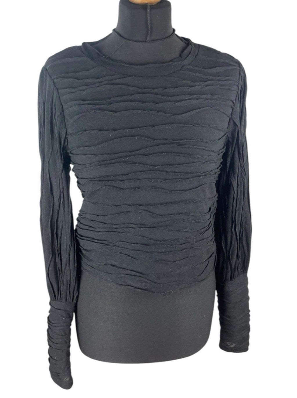 Vero Moda Black Textured Crop Top Long Sleeve Women’s UK Size M